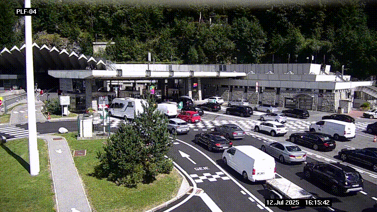 Webcam au péage du tunnel du Mont-Blanc, côté entrée France à Chamonix, au bout de l'A40