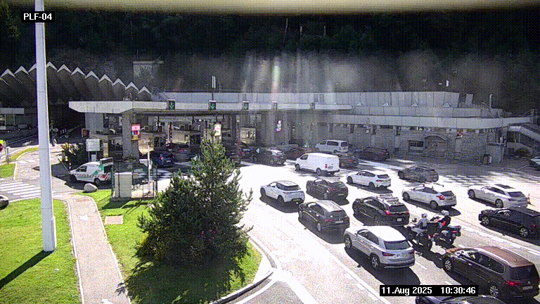 Webcam au péage du tunnel du Mont-Blanc, côté entrée France à Chamonix, au bout de l'A40