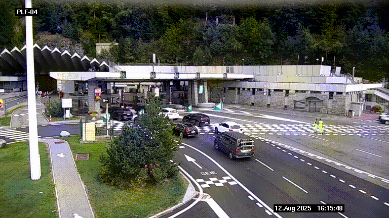Webcam au péage du tunnel du Mont-Blanc, côté entrée France à Chamonix, au bout de l'A40