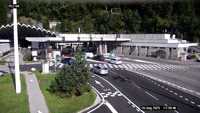 Webcam au péage du tunnel du Mont-Blanc, côté entrée France à Chamonix, au bout de l'A40
