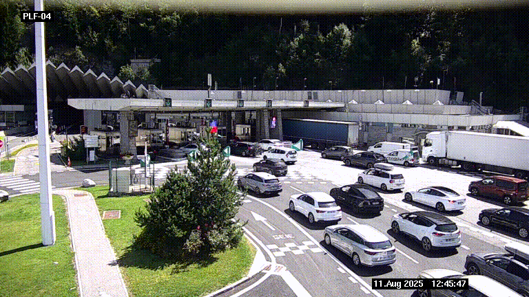 Webcam au péage du tunnel du Mont-Blanc, côté entrée France à Chamonix, au bout de l'A40