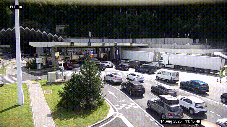 Webcam au péage du tunnel du Mont-Blanc, côté entrée France à Chamonix, au bout de l'A40