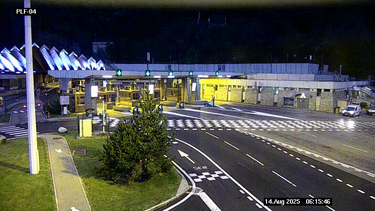 Webcam au péage du tunnel du Mont-Blanc, côté entrée France à Chamonix, au bout de l'A40