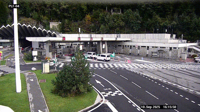 Webcam au péage du tunnel du Mont-Blanc, côté entrée France à Chamonix, au bout de l'A40