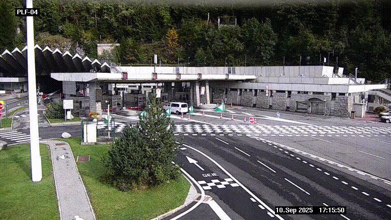 Webcam au péage du tunnel du Mont-Blanc, côté entrée France à Chamonix, au bout de l'A40
