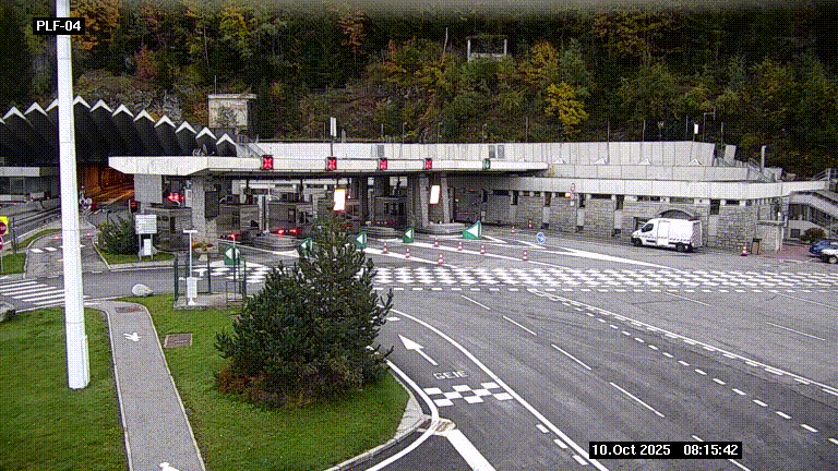 Webcam au péage du tunnel du Mont-Blanc, côté entrée France à Chamonix, au bout de l'A40
