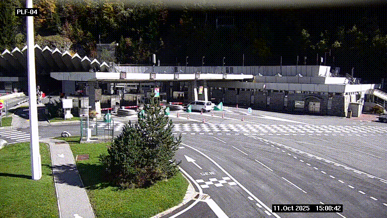 Webcam au péage du tunnel du Mont-Blanc, côté entrée France à Chamonix, au bout de l'A40