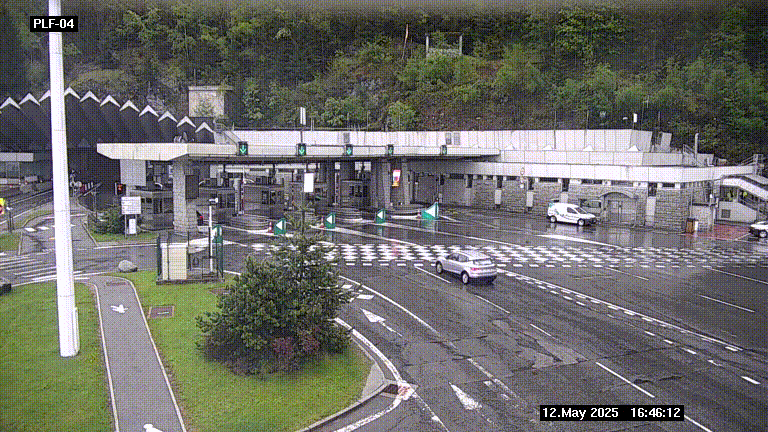 Webcam au péage du tunnel du Mont-Blanc, côté entrée France à Chamonix, au bout de l'A40