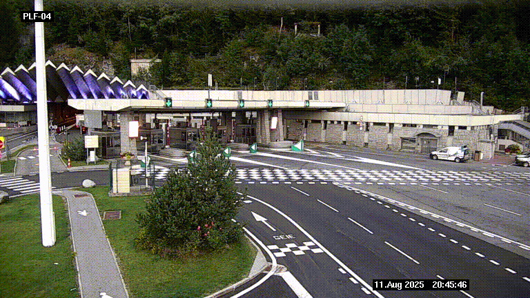 Webcam au péage du tunnel du Mont-Blanc, côté entrée France à Chamonix, au bout de l'A40
