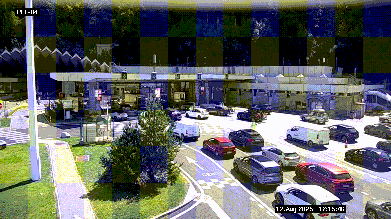 Webcam au péage du tunnel du Mont-Blanc, côté entrée France à Chamonix, au bout de l'A40