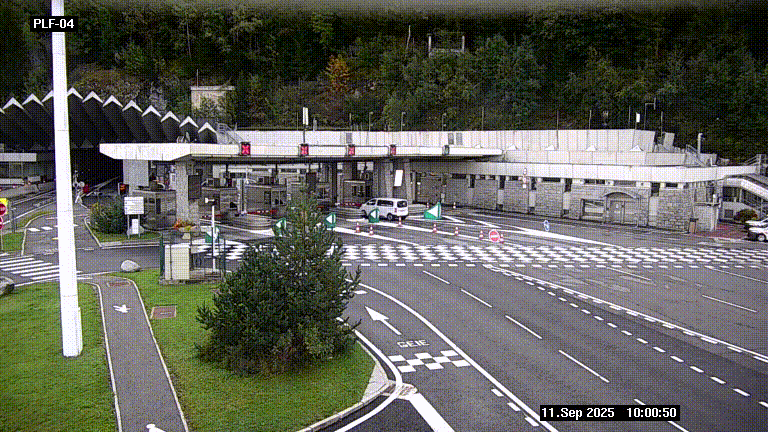 Webcam au péage du tunnel du Mont-Blanc, côté entrée France à Chamonix, au bout de l'A40