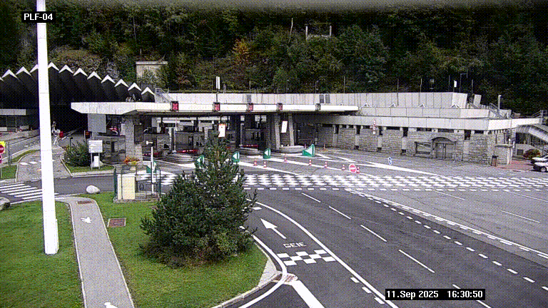 Webcam au péage du tunnel du Mont-Blanc, côté entrée France à Chamonix, au bout de l'A40