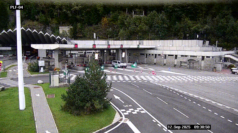 Webcam au péage du tunnel du Mont-Blanc, côté entrée France à Chamonix, au bout de l'A40