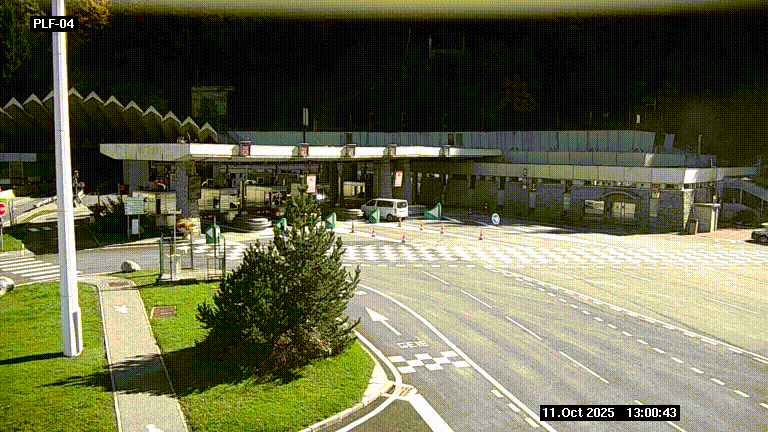 Webcam au péage du tunnel du Mont-Blanc, côté entrée France à Chamonix, au bout de l'A40