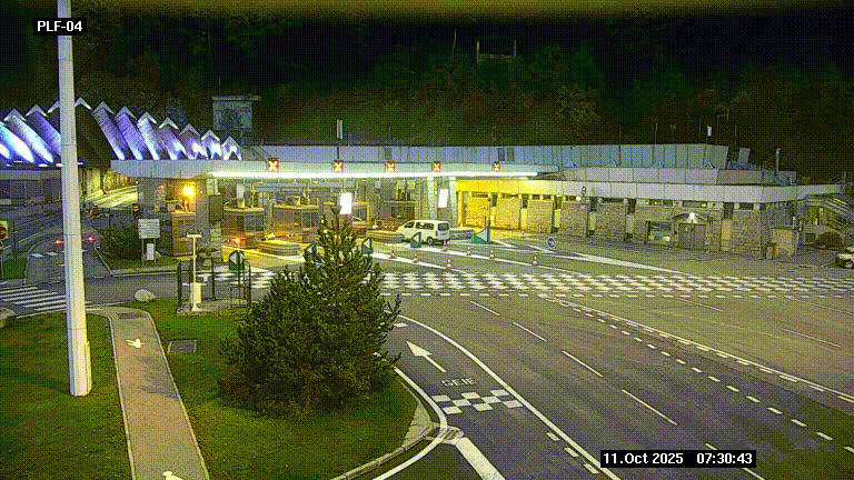 Webcam au péage du tunnel du Mont-Blanc, côté entrée France à Chamonix, au bout de l'A40