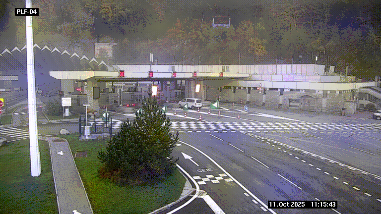 Webcam au péage du tunnel du Mont-Blanc, côté entrée France à Chamonix, au bout de l'A40