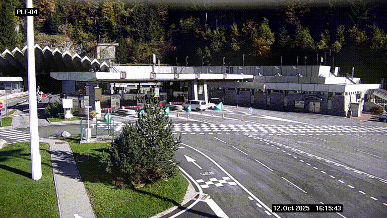 Webcam au péage du tunnel du Mont-Blanc, côté entrée France à Chamonix, au bout de l'A40