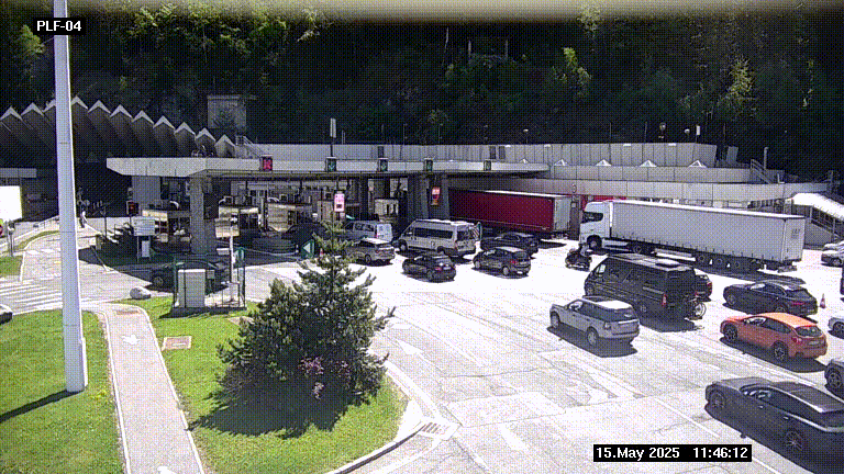 Webcam au péage du tunnel du Mont-Blanc, côté entrée France à Chamonix, au bout de l'A40