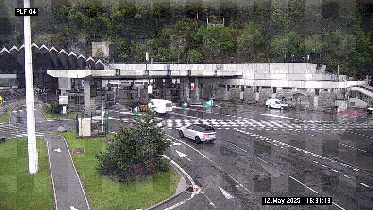 Webcam au péage du tunnel du Mont-Blanc, côté entrée France à Chamonix, au bout de l'A40