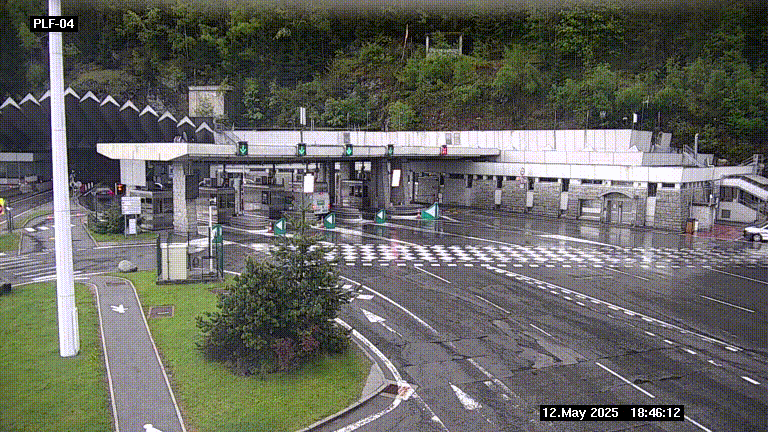 Webcam au péage du tunnel du Mont-Blanc, côté entrée France à Chamonix, au bout de l'A40