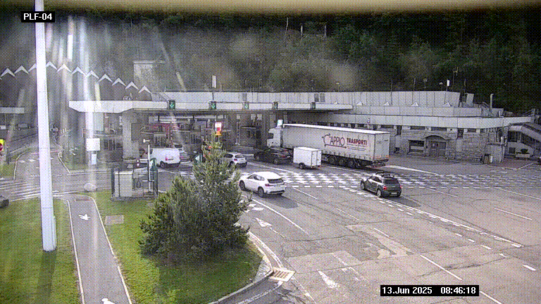 Webcam au péage du tunnel du Mont-Blanc, côté entrée France à Chamonix, au bout de l'A40