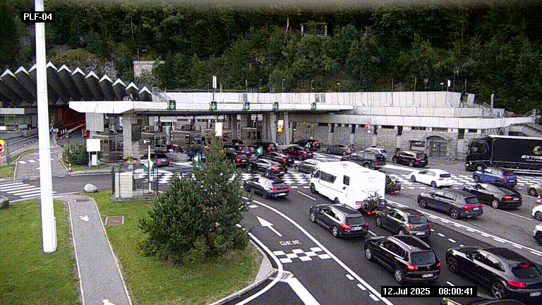 Webcam au péage du tunnel du Mont-Blanc, côté entrée France à Chamonix, au bout de l'A40