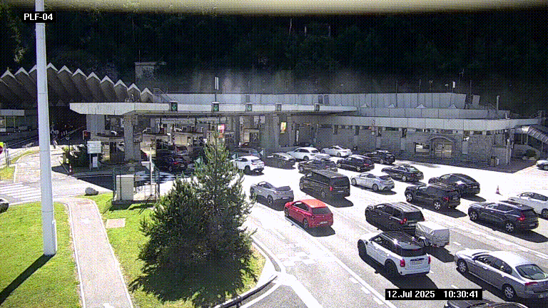 Webcam au péage du tunnel du Mont-Blanc, côté entrée France à Chamonix, au bout de l'A40