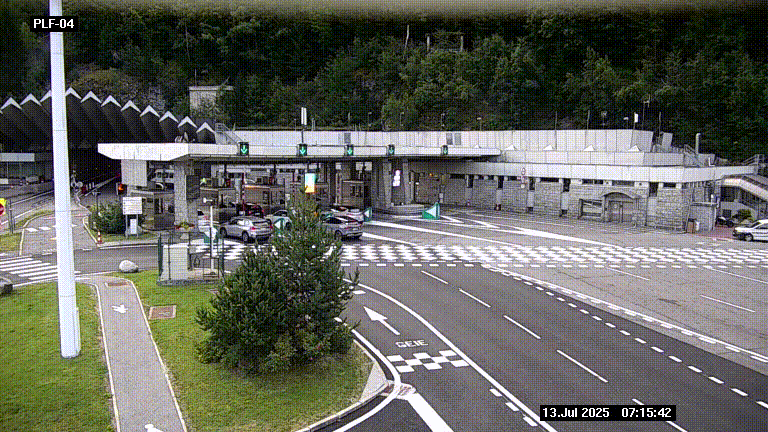 Webcam au péage du tunnel du Mont-Blanc, côté entrée France à Chamonix, au bout de l'A40