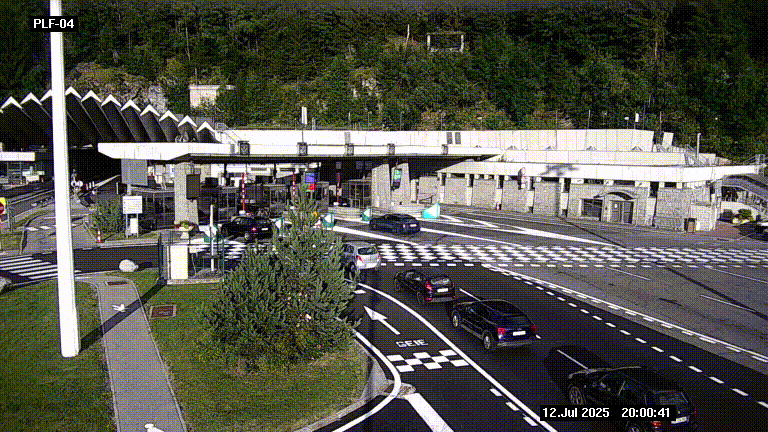Webcam au péage du tunnel du Mont-Blanc, côté entrée France à Chamonix, au bout de l'A40