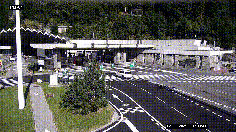 Webcam au péage du tunnel du Mont-Blanc, côté entrée France à Chamonix, au bout de l'A40