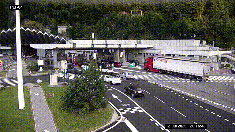 Webcam au péage du tunnel du Mont-Blanc, côté entrée France à Chamonix, au bout de l'A40