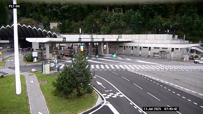Webcam au péage du tunnel du Mont-Blanc, côté entrée France à Chamonix, au bout de l'A40