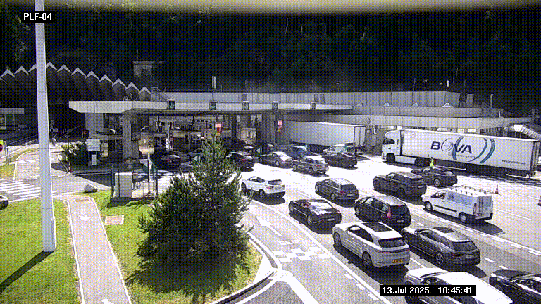 Webcam au péage du tunnel du Mont-Blanc, côté entrée France à Chamonix, au bout de l'A40