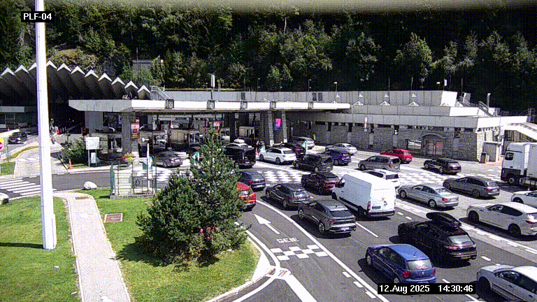 Webcam au péage du tunnel du Mont-Blanc, côté entrée France à Chamonix, au bout de l'A40
