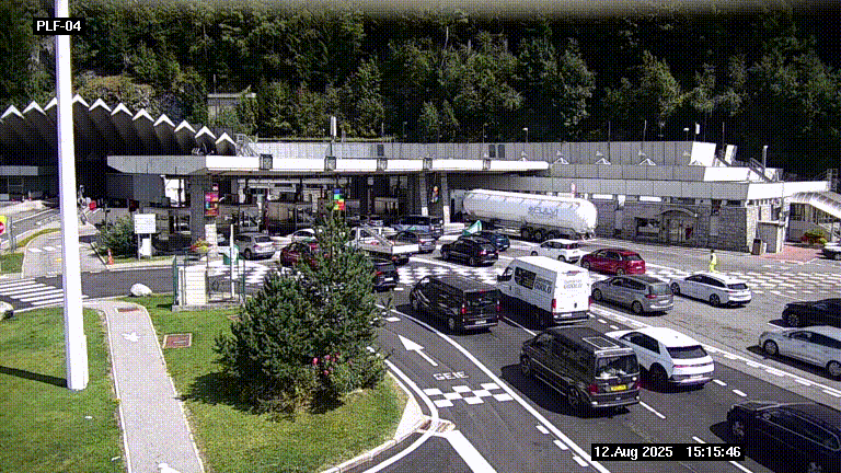 Webcam au péage du tunnel du Mont-Blanc, côté entrée France à Chamonix, au bout de l'A40