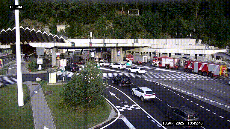Webcam au péage du tunnel du Mont-Blanc, côté entrée France à Chamonix, au bout de l'A40