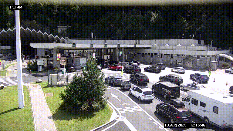 Webcam au péage du tunnel du Mont-Blanc, côté entrée France à Chamonix, au bout de l'A40