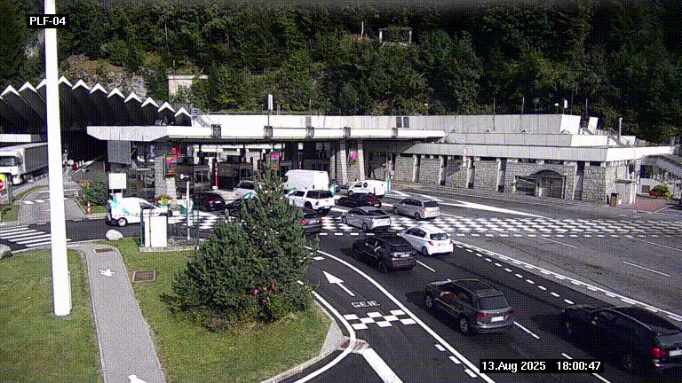 Webcam au péage du tunnel du Mont-Blanc, côté entrée France à Chamonix, au bout de l'A40