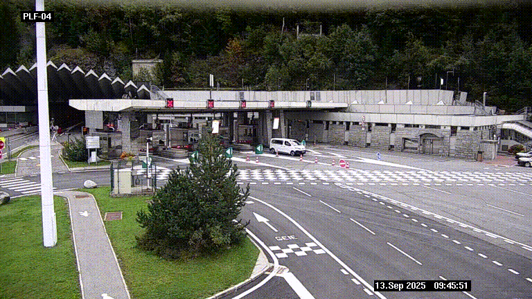 <h2>Webcam au péage du tunnel du Mont-Blanc, côté entrée France à Chamonix, au bout de l'A40</h2>