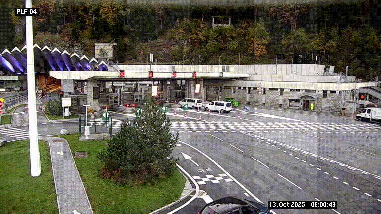 Webcam au péage du tunnel du Mont-Blanc, côté entrée France à Chamonix, au bout de l'A40