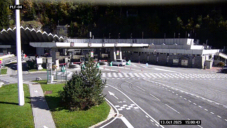 Webcam au péage du tunnel du Mont-Blanc, côté entrée France à Chamonix, au bout de l'A40