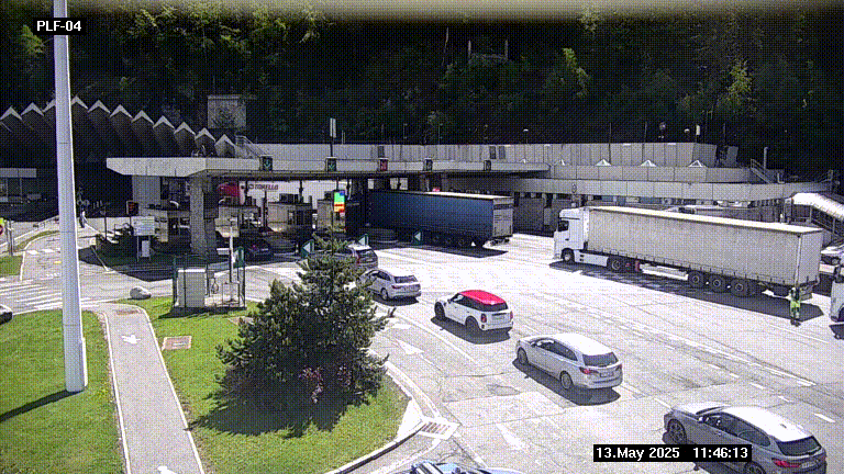 Webcam au péage du tunnel du Mont-Blanc, côté entrée France à Chamonix, au bout de l'A40