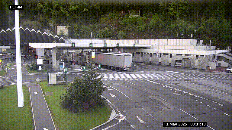 Webcam au péage du tunnel du Mont-Blanc, côté entrée France à Chamonix, au bout de l'A40