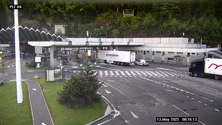 <h2>Webcam au péage du tunnel du Mont-Blanc, côté entrée France à Chamonix, au bout de l'A40</h2>