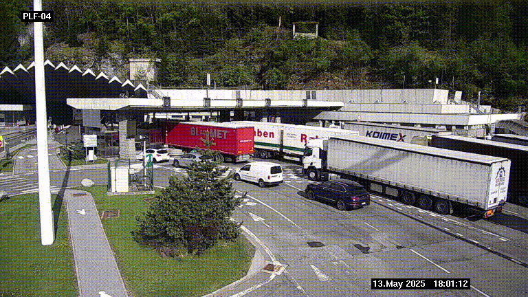 Webcam au péage du tunnel du Mont-Blanc, côté entrée France à Chamonix, au bout de l'A40