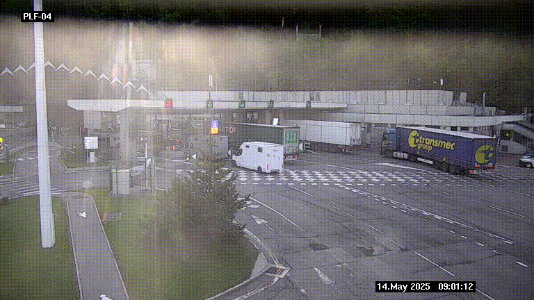 Webcam au péage du tunnel du Mont-Blanc, côté entrée France à Chamonix, au bout de l'A40