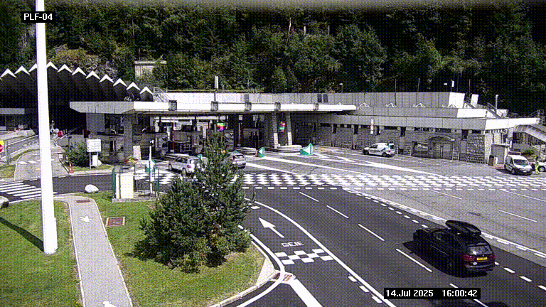 Webcam au péage du tunnel du Mont-Blanc, côté entrée France à Chamonix, au bout de l'A40