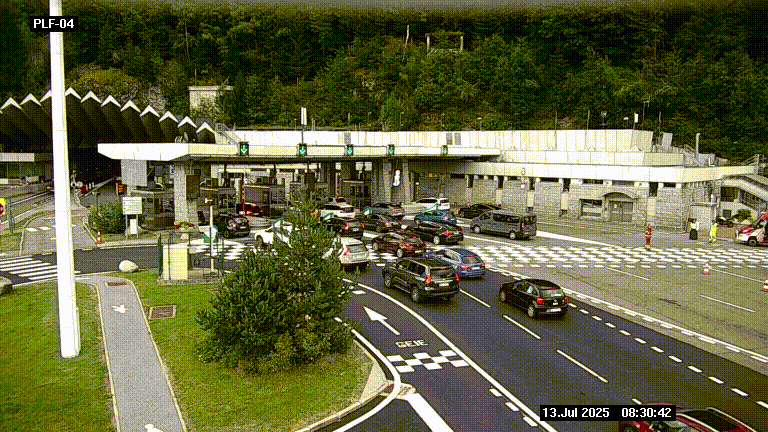<h2>Webcam au péage du tunnel du Mont-Blanc, côté entrée France à Chamonix, au bout de l'A40</h2>