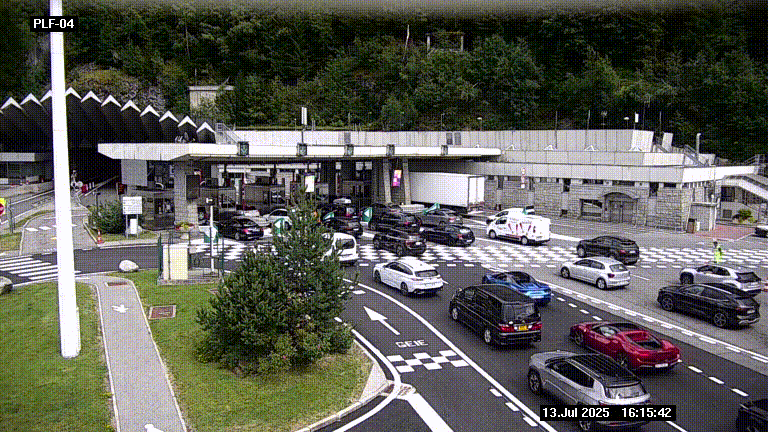 Webcam au péage du tunnel du Mont-Blanc, côté entrée France à Chamonix, au bout de l'A40