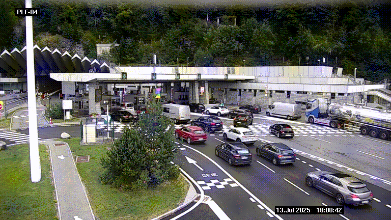Webcam au péage du tunnel du Mont-Blanc, côté entrée France à Chamonix, au bout de l'A40